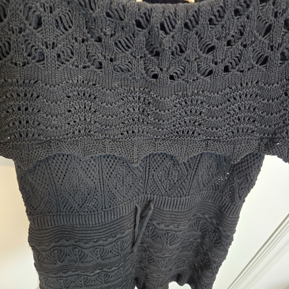 Black Crochet Knit Coverup/Dress Beach Swimsuit Boho Festival